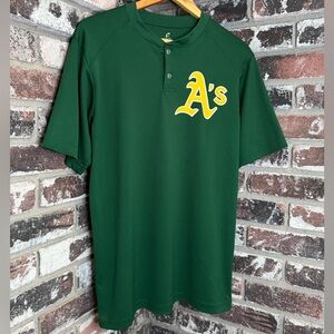 Vintage Oakland A’s Athletics #4 Classic Green/Gold Men's Henley Poly Jersey